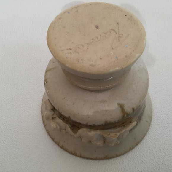 Handmade studio pottery glazed cup bowl footed small - Picture 6 of 7